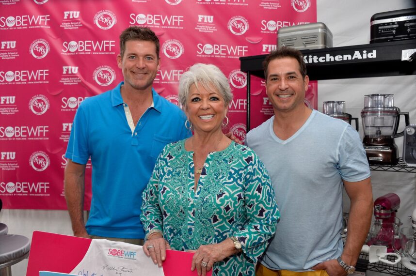 Jamie Deen, Paula Deen, and Bobby Deen attend KitchenAid® Culinary Demonstrations during the Food Network South Beach Wine & Food Festival at Grand Tasting Village on February 23, 2014 in Miami Beach, Florida.