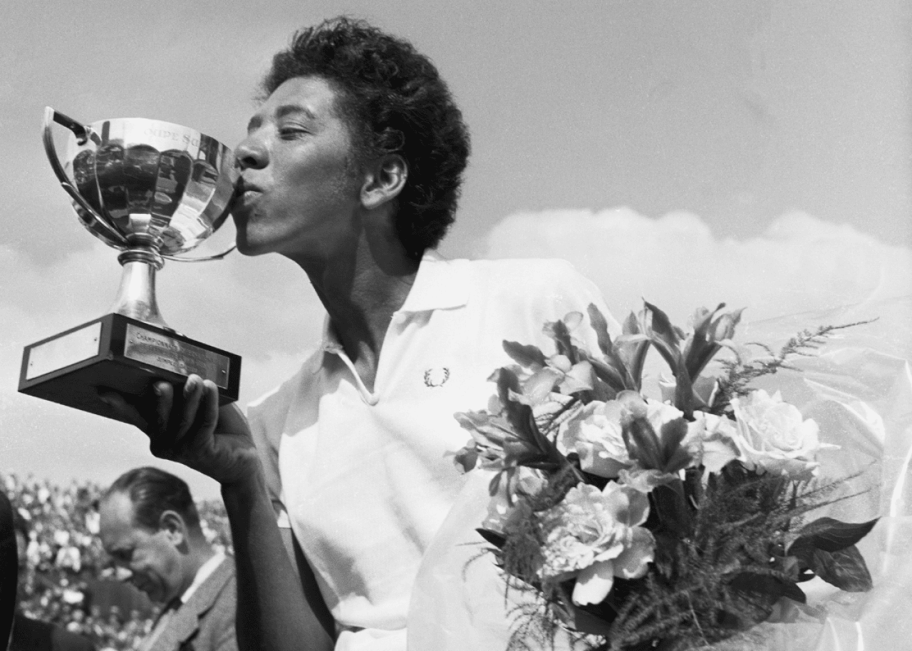 Althea Gibson Althea Gibson kisses the trophy cup after having won the French International Tennis Championships in Paris.