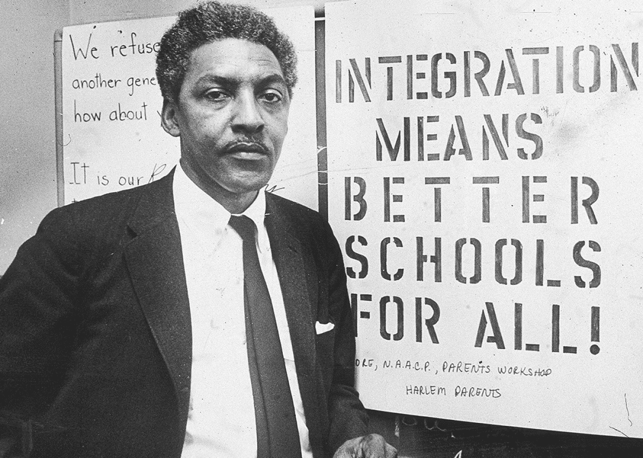 Bayard Rustin Bayard Rustin poses at The Citywide Committee for Integration Headquarters.