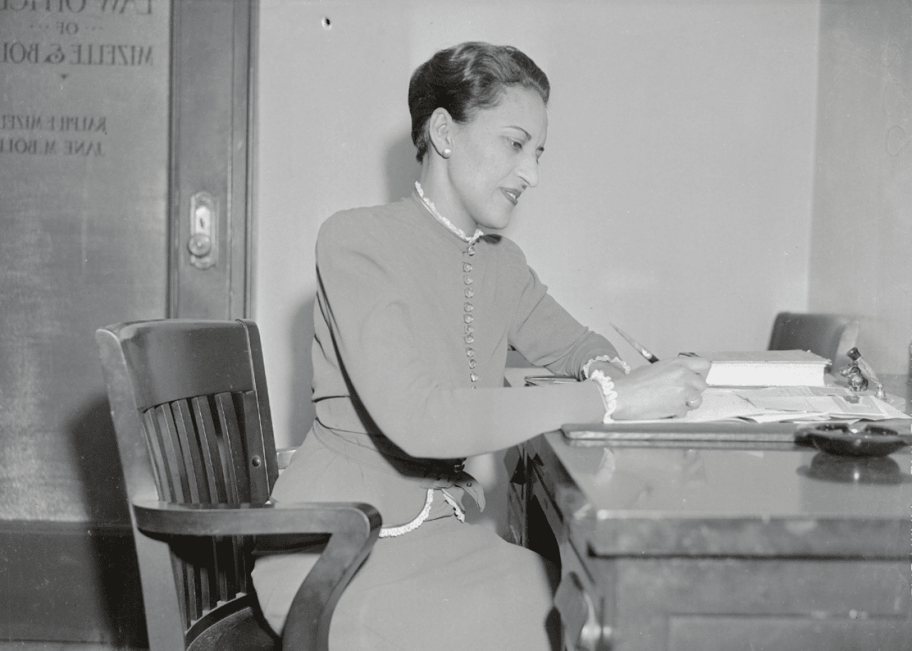 Jane Bolin Jane Bolin seated at desk.