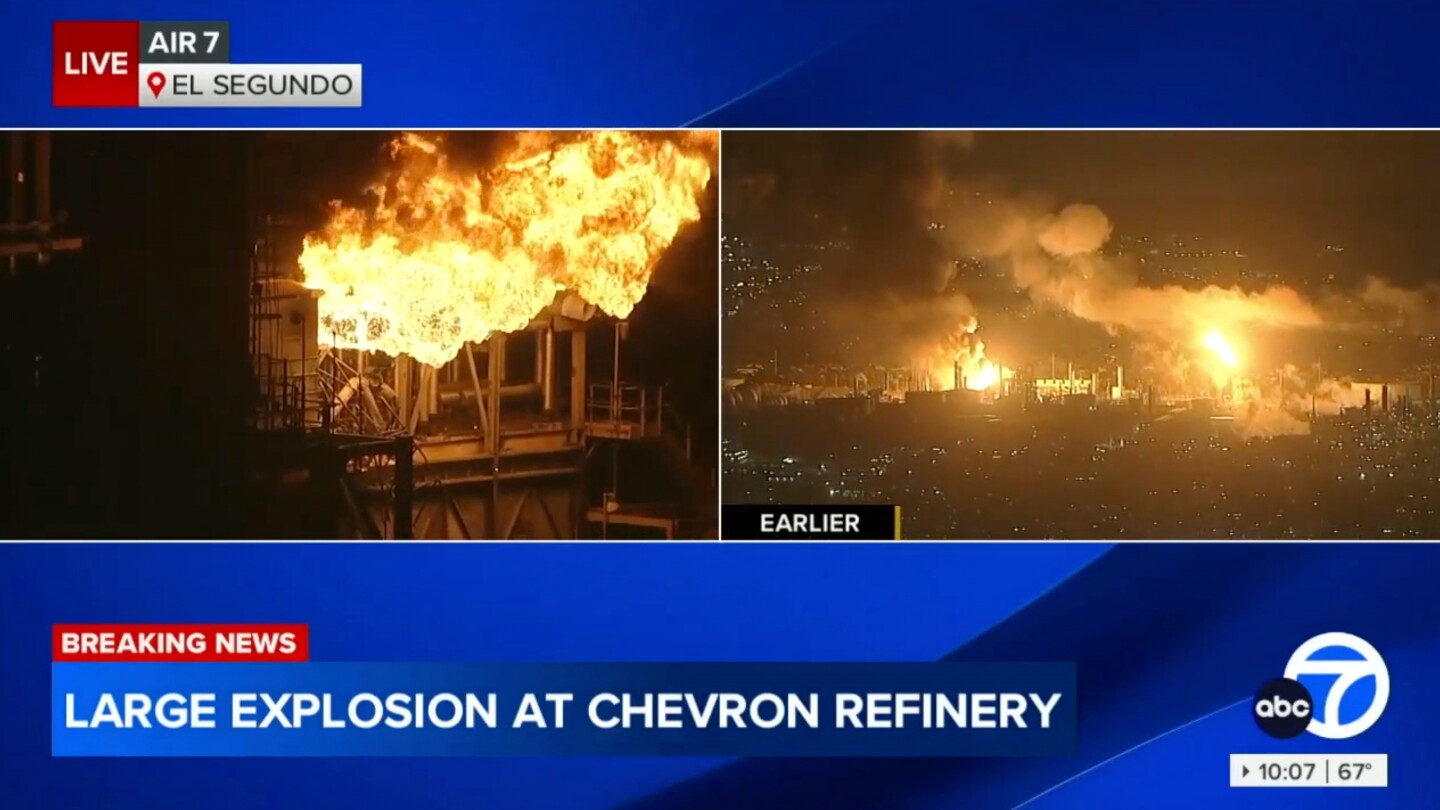 Massive fire erupts at Chevron refinery near Los Angeles