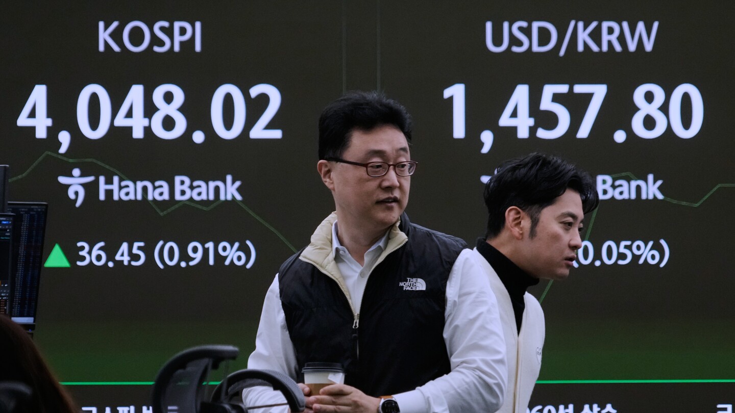 Asian markets are mostly lower following Wall Street’s lackluster finish